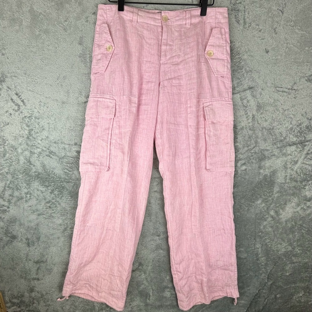 Lauren Ralph Lauren Pants Womens 4 Pink 100% Linen‎ Cargo Lined Resortwear